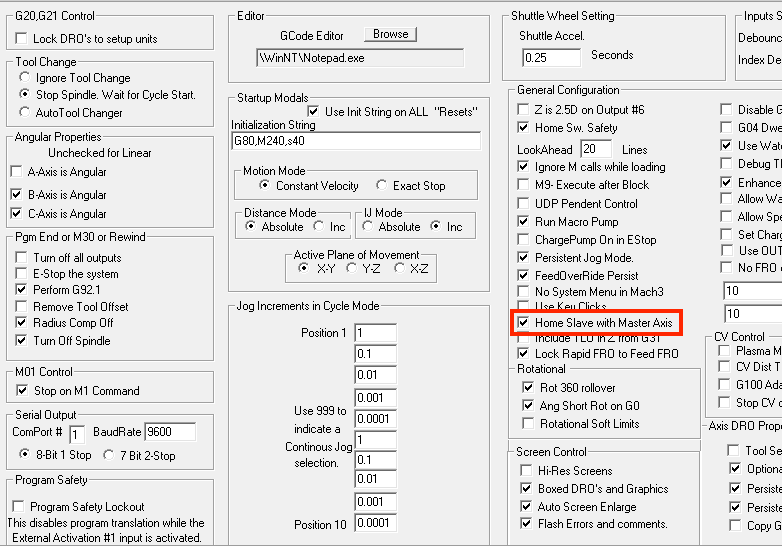 home slave with master axis